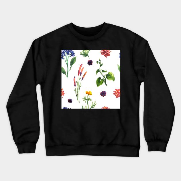 Seamless plants pattern. Floral decorative illustration Crewneck Sweatshirt by Olga Berlet